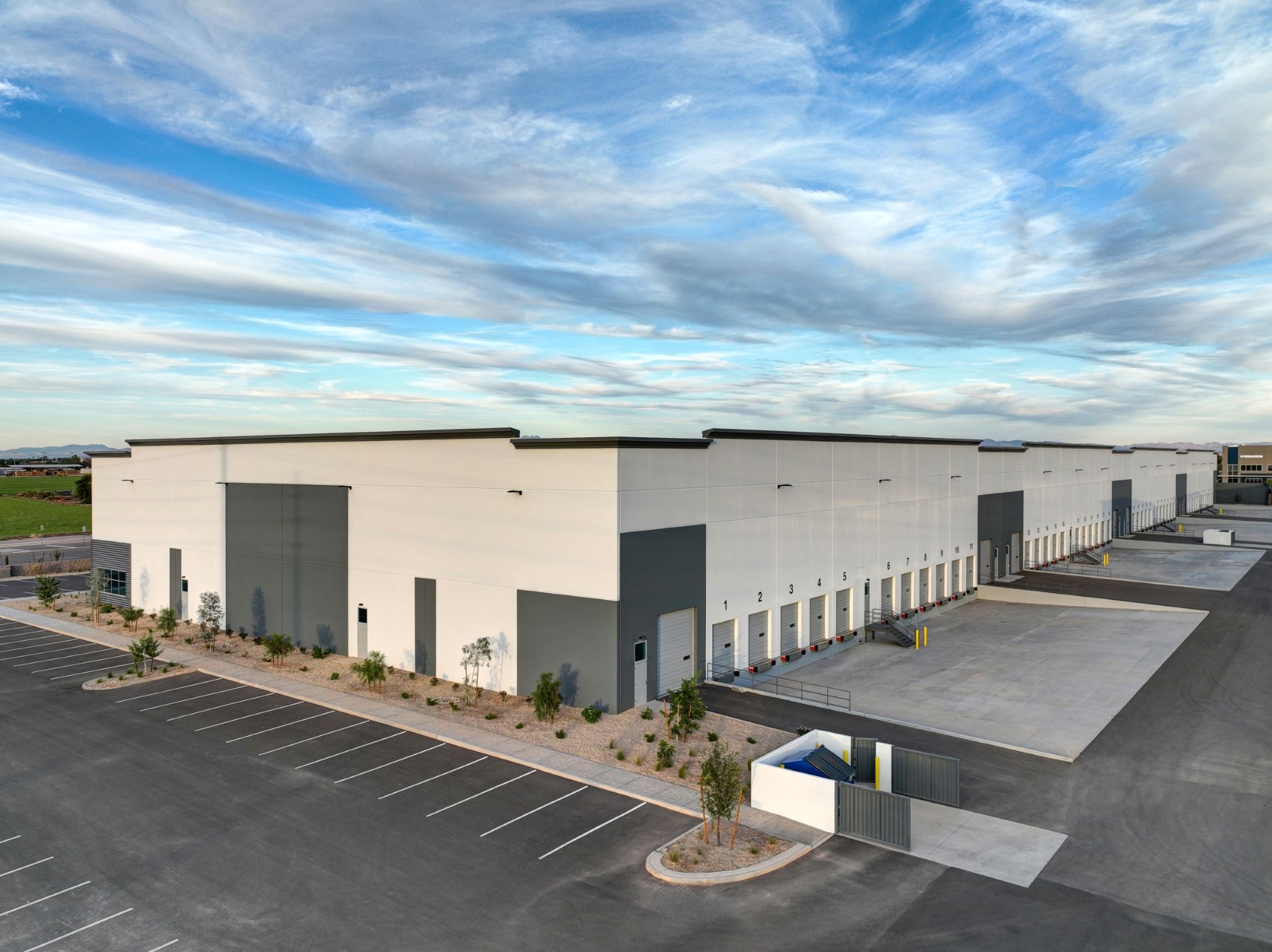Queen Creek Commerce Center aerial image showing dock doors and landscaping