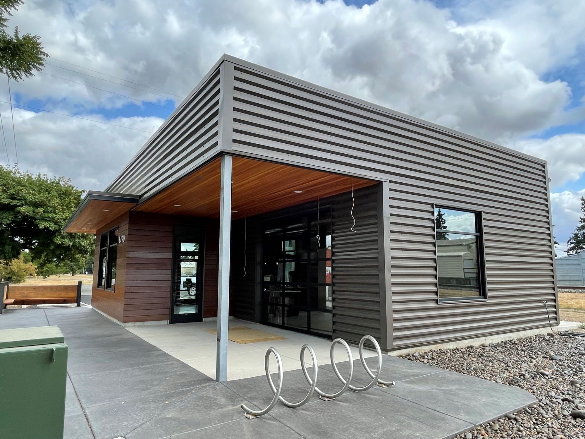 Railway Commons small building with corrugated metal siding