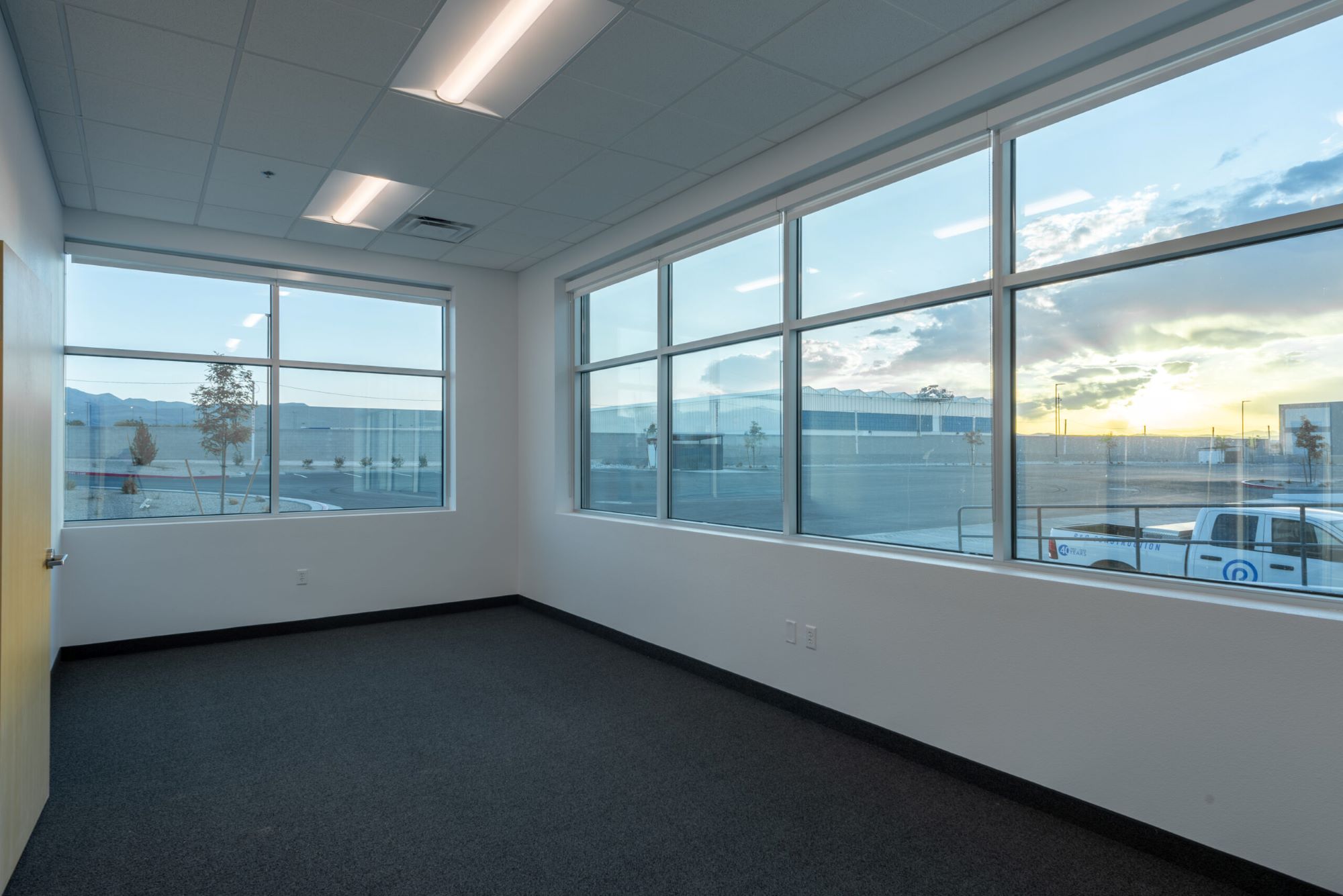 Interior of office looking outside on the industrial site at Tropical Speedway Commerce Center