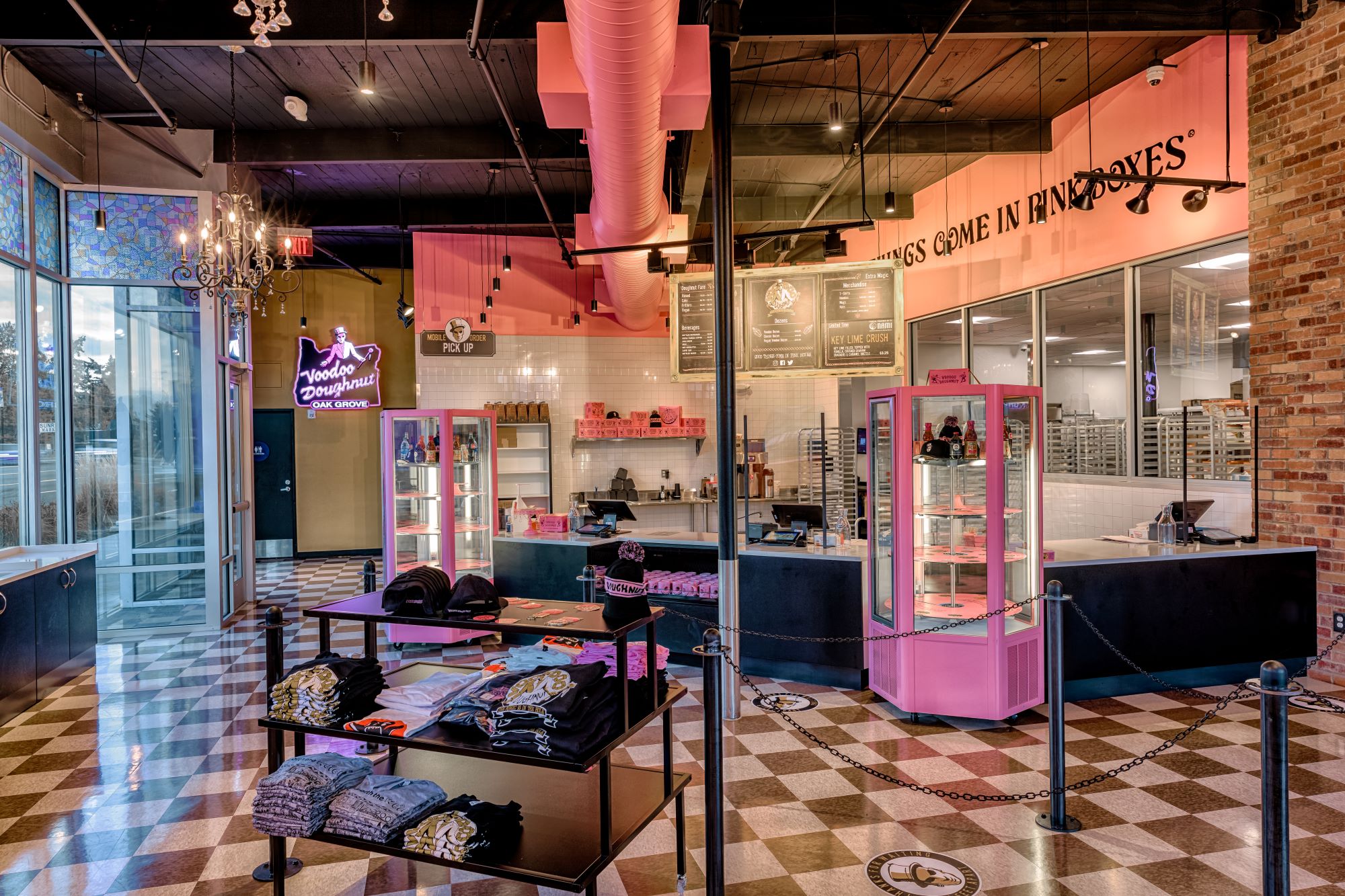 Voodoo doughnuts interior at the Oak Grove, OR location