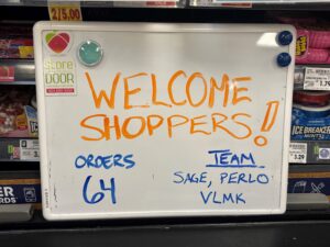 Welcome Shoppers sign for Store-to-Door