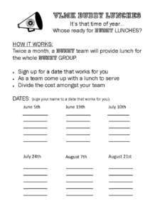 Buddy Lunch sign-up sheet