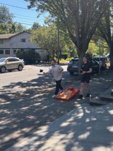 Cornhole in action