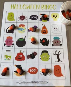 VLMK Halloween bingo with candy corn markers
